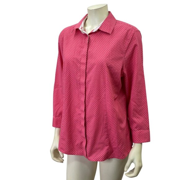 Talbots Womens Wrinkle Resistant Pink Button-Up Shirt Size 16 - Picture 2 of 6